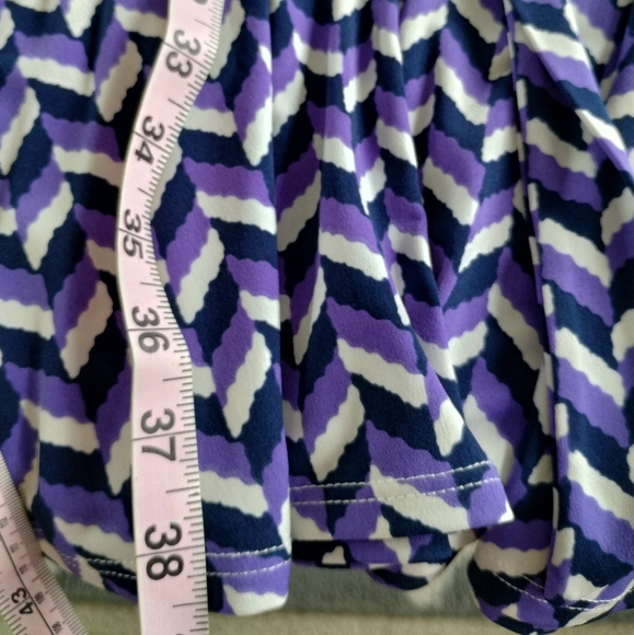 Purple and Navy Herringbone Print Belted Dress - Picture 16 of 16